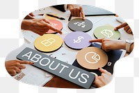 About us  png word business people cutout on transparent background