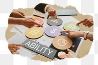 Ability  png word business people cutout on transparent background