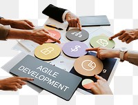 Agile development  png word business people cutout on transparent background