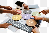 Analysis  png word business people cutout on transparent background