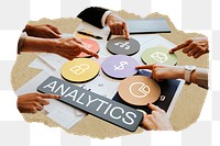Analytics  png word business people cutout on transparent background