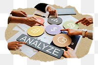 Analyze  png word business people cutout on transparent background