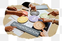 Authentication  png word business people cutout on transparent background