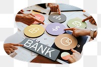 Bank  png word business people cutout on transparent background