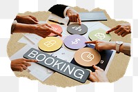 Booking  png word business people cutout on transparent background