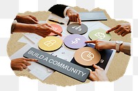 Build a community  png word business people cutout on transparent background