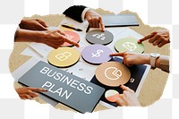 Business plan  png word business people cutout on transparent background