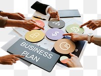 Business plan  png word business people cutout on transparent background