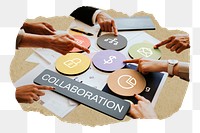 Collaboration  png word business people cutout on transparent background