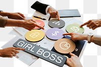Girl boss  png word business people cutout on transparent background