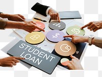 Student loan  png word business people cutout on transparent background