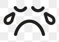 Crying face png emoticon sticker, transparent background