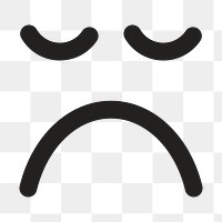 Sad face png emoticon sticker, transparent background