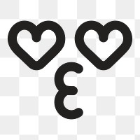 Heart eyes png emoticon sticker, transparent background