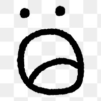 Surprised face png sticker, emoticon doodle, transparent background