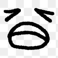 Weary face png sticker, emoticon doodle, transparent background