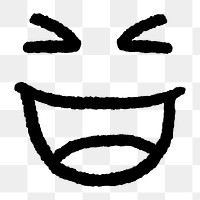 Grinning face png sticker, emoticon doodle, transparent background