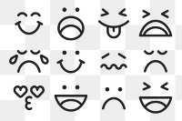 Cute emoticon png sticker set, transparent background