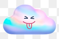 Playful face cloud png sticker, 3D emoticon, transparent background