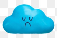 Sad cloud png sticker, 3D emoticon, transparent background