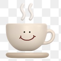 Smiling coffee png cup sticker, 3D emoticon illustration, transparent background