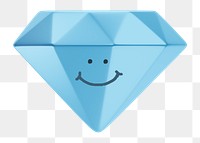 Smiling diamond png sticker, 3D emoticon illustration, transparent background