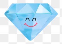 Smiling diamond png sticker, 3D emoticon illustration, transparent background