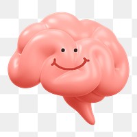 Smiling brain png sticker, 3D emoticon illustration, transparent background