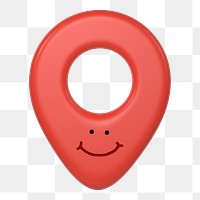 Smiling location png pin sticker, 3D emoticon illustration, transparent background