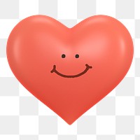 Smiling heart png sticker, 3D emoticon illustration, transparent background