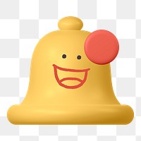 Smiling bell png sticker, 3D emoticon illustration, transparent background