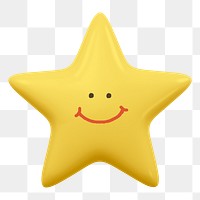 Smiling star png sticker, 3D emoticon illustration, transparent background
