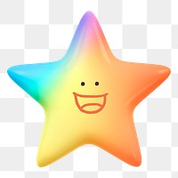 Grinning star png sticker, 3D emoticon illustration, transparent background