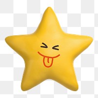 Playful face png star sticker, 3D emoticon illustration, transparent background