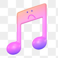 Sad music png note sticker, 3D emoticon illustration, transparent background