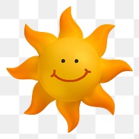 Smiling sun png sticker, 3D emoticon illustration, transparent background