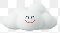 Smiling cloud png sticker, 3D emoticon, transparent background