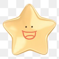 Grinning star png sticker, 3D emoticon illustration, transparent background