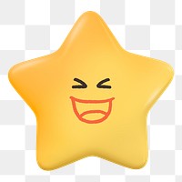 Grinning star png sticker, 3D emoticon illustration, transparent background