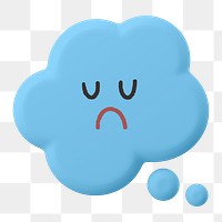 Sad png speech bubble sticker, 3D emoticon illustration, transparent background