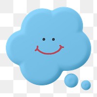 Smiling  png thought bubble sticker, 3D emoticon illustration, transparent background