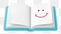 Smiling book png sticker, 3D emoticon illustration, transparent background