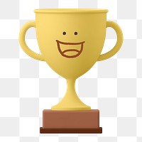 Smiling trophy png sticker, 3D emoticon illustration, transparent background