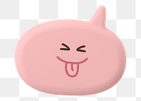 Playful png speech bubble sticker, 3D emoticon illustration, transparent background