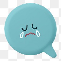 Crying png speech bubble sticker, 3D emoticon illustration, transparent background