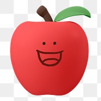 Grinning apple png fruit sticker, 3D emoticon illustration, transparent background