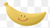 Smiling banana png fruit sticker, 3D emoticon illustration, transparent background
