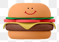 Smiling burger png sticker, 3D emoticon illustration, transparent background