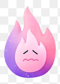 Confused flame png sticker, 3D emoticon illustration, transparent background