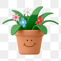 Smiling houseplant png sticker, 3D emoticon illustration, transparent background